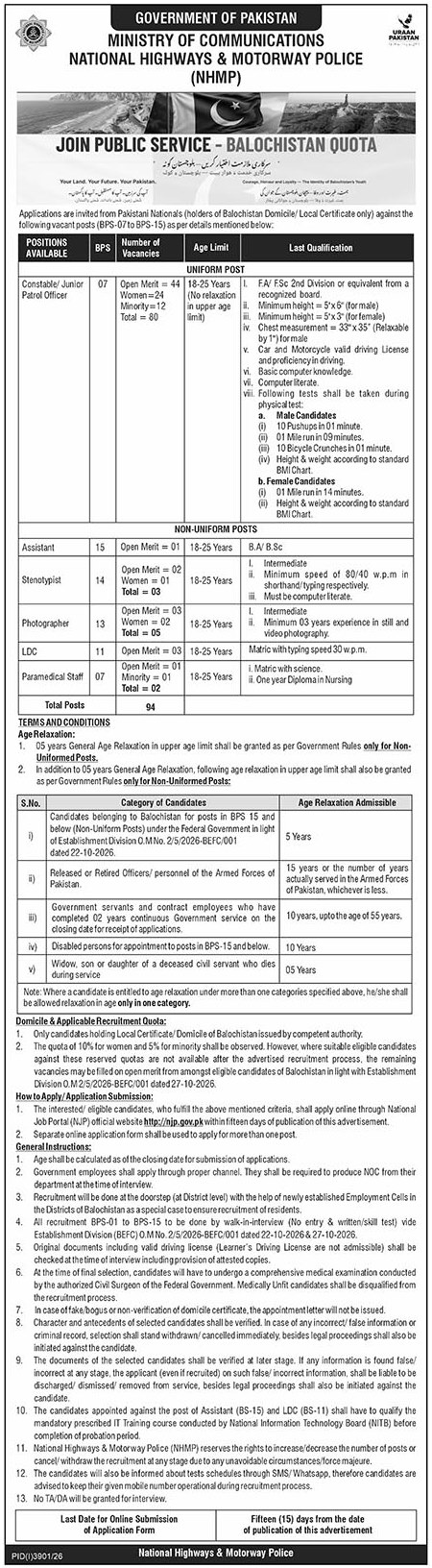 Ministry of Communications Jobs in Islamabad 2026: Assistant, Constable, LDC & More