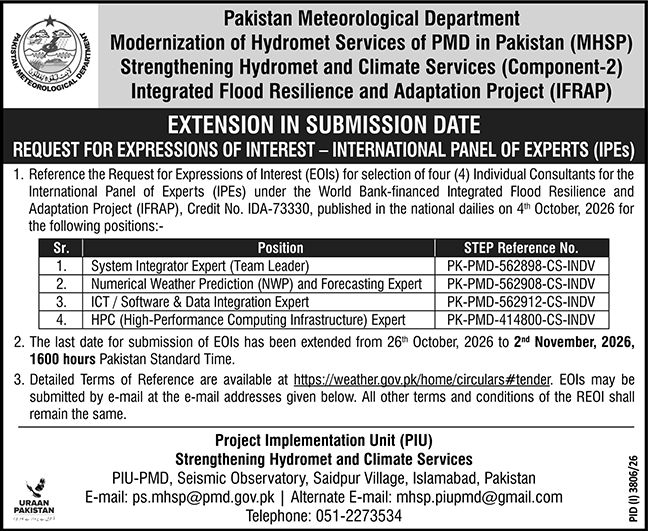 Pakistan Meteorological Department PMD Islamabad Jobs 2026