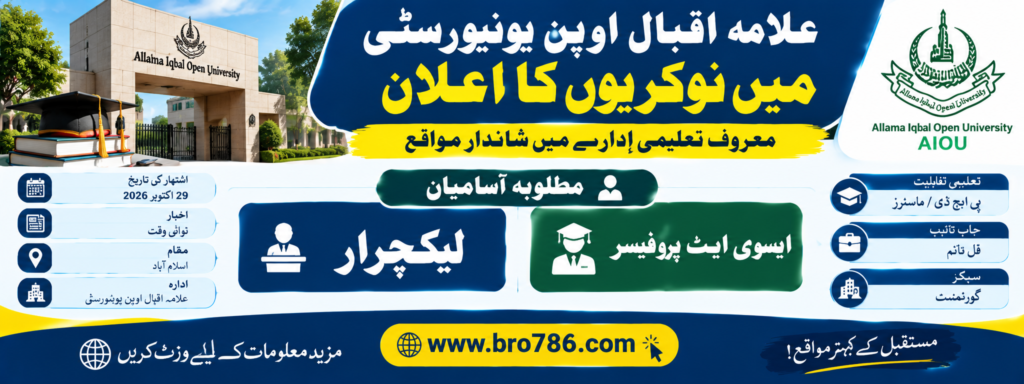 AIOU Jobs in Islamabad 2026: Lecturer & Associate Professor