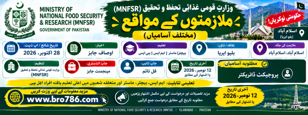 MNFSR Project Director Jobs in Islamabad 2026
