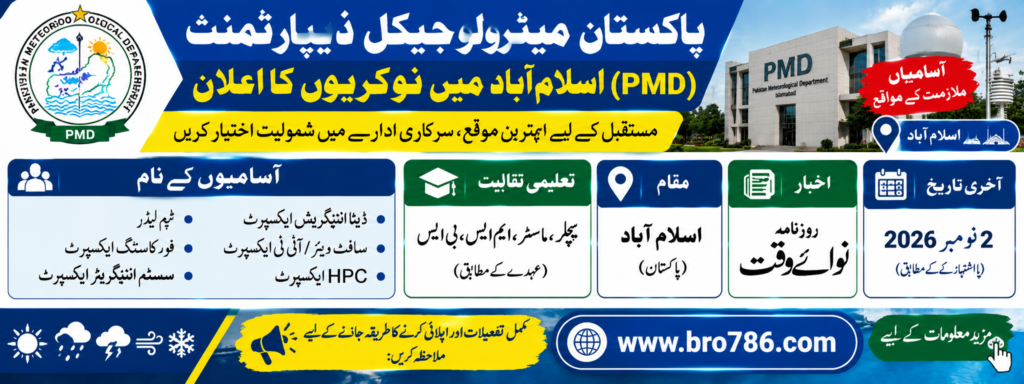 PMD Jobs in Islamabad 2026: Forecasting, HPC & Software Experts
