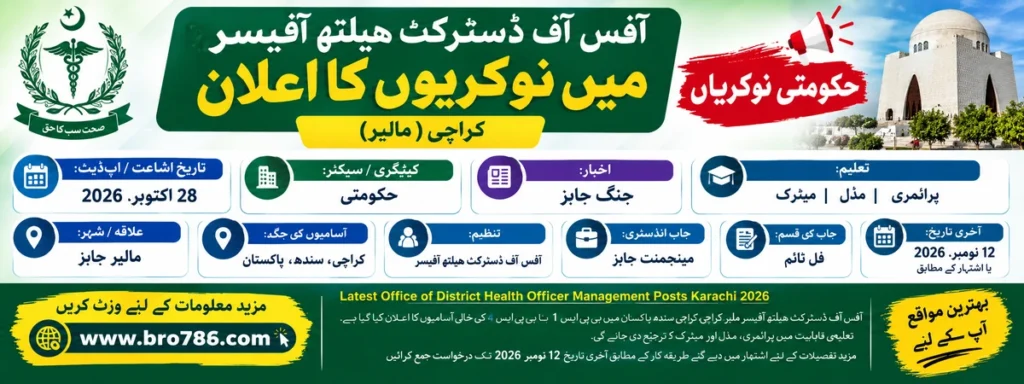 District Health Officer Malir Karachi Jobs 2026 (BPS-1 to BPS-4)